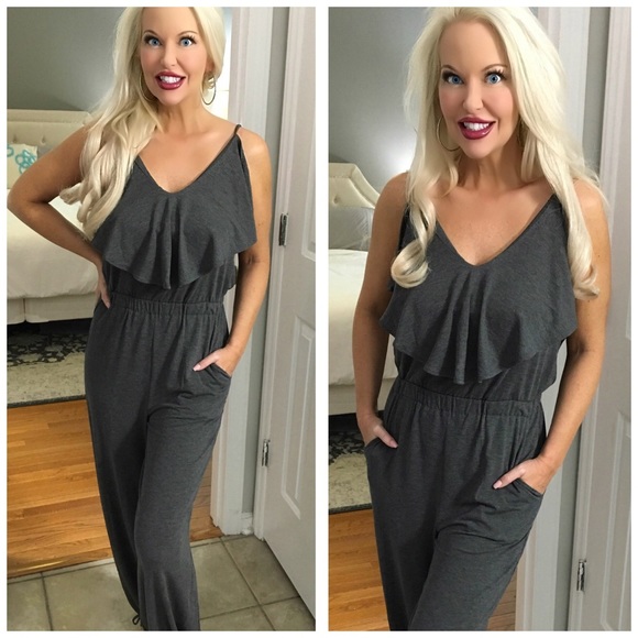 LAST 1! ❤️ Ruffled Ankle tie Super Soft Jumpsuit - Picture 2 of 7